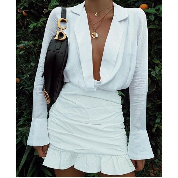 women ladies deep v neck lapel dress plunge ruched ruffles cuff mini dress casual solid office party outwear streetwear, Black;gray
women ladies deep v neck lapel dress plunge ruched ruffles cuff mini dress casual solid office party outwear streetwear, Black;gray