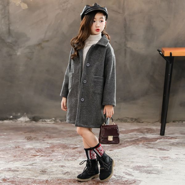 girls autumn woolen clothes large girl pocket solid color long coat children's winter woolen outerwear coats, Blue;gray
girls autumn woolen clothes large girl pocket solid color long coat children's winter woolen outerwear coats, Blue;gray