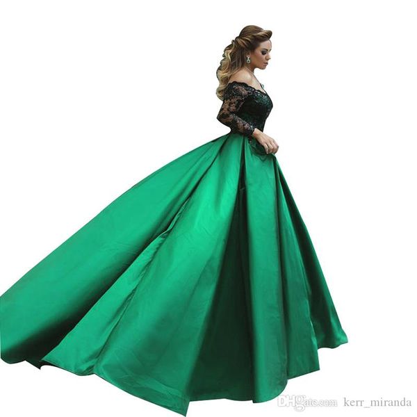 green black ball prom dresses off shoulder sheer long sleeves sequins lace satin plus size evening dresses formal party gowns, Black;red
green black ball prom dresses off shoulder sheer long sleeves sequins lace satin plus size evening dresses formal party gowns, Black;red