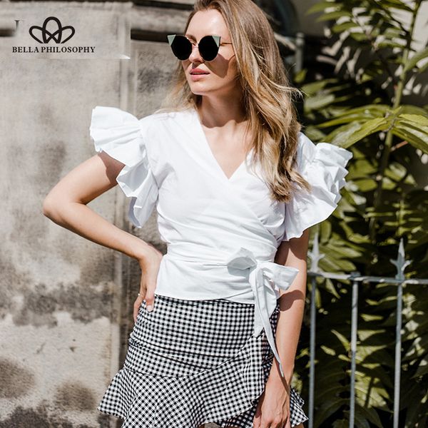 heydress new summer highstreet v neck wrap collar ruffles ladies blouse casual sashes blouse short butterfly sleeve blusas, White
heydress new summer highstreet v neck wrap collar ruffles ladies blouse casual sashes blouse short butterfly sleeve blusas, White