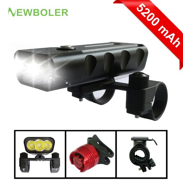 newboler 2400 lumen 3 led bicycle light 5200mah l2/t6 usb charge lamp bike front light set 2 holder mount accessories
newboler 2400 lumen 3 led bicycle light 5200mah l2/t6 usb charge lamp bike front light set 2 holder mount accessories