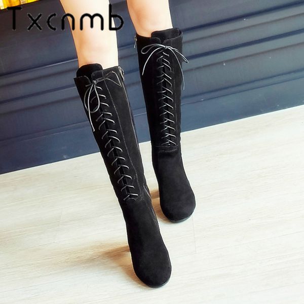txcnmb 2019 boots women knee high boots for women winter cow suede leather high heel shoes woman size 40, Black
txcnmb 2019 boots women knee high boots for women winter cow suede leather high heel shoes woman size 40, Black