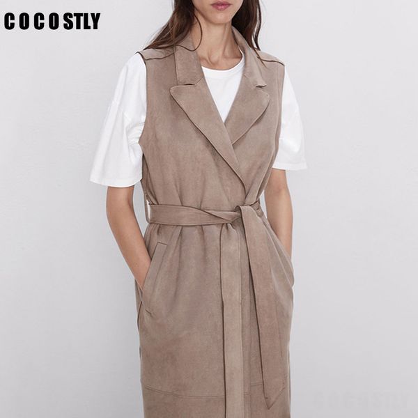 women coat suede long vest bow tie belt notched collar waistcoat pockets female outwear solid long gilet femme, Black;white
women coat suede long vest bow tie belt notched collar waistcoat pockets female outwear solid long gilet femme, Black;white