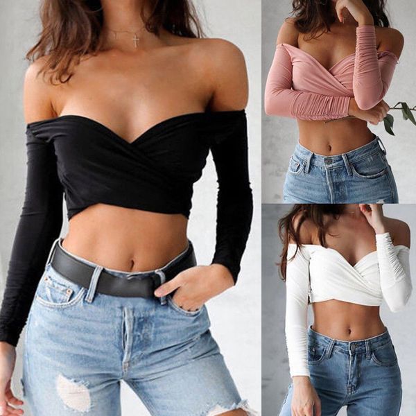 2019 new style fashion summer women casual solid off shoulder blouse strapless long sleeve crop top, White
2019 new style fashion summer women casual solid off shoulder blouse strapless long sleeve crop top, White
