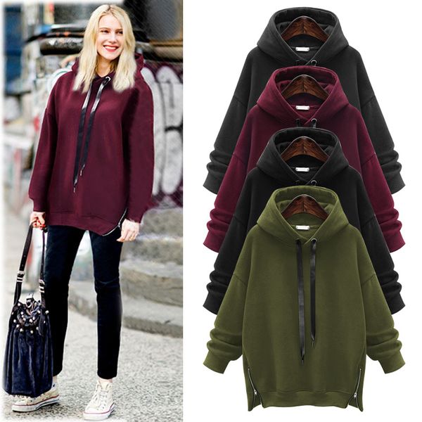 hoodie - american hoodie loose women's pullover in autumn and winter large size medium length hoodie autumn top, Black
hoodie - american hoodie loose women's pullover in autumn and winter large size medium length hoodie autumn top, Black
