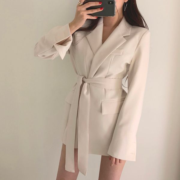 women's coat 2019new fashion women outwear solid long sleeves lapel belt bandage slim suit coat for women winterjas dames, Black
women's coat 2019new fashion women outwear solid long sleeves lapel belt bandage slim suit coat for women winterjas dames, Black