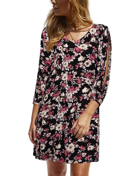 ladies summer 3/4 sleeve gift casual pullover women dress loose fashion mini holiday travel soft v neck, Black;gray
ladies summer 3/4 sleeve gift casual pullover women dress loose fashion mini holiday travel soft v neck, Black;gray