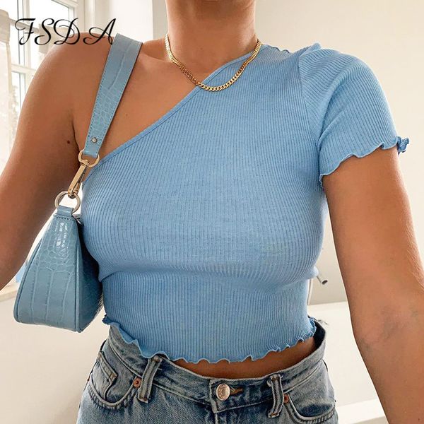 fsda summer cute one shoulder crop women 2020 ruffles blue t shirt basic short sleeve casual shirt ladies clothes, White
fsda summer cute one shoulder crop women 2020 ruffles blue t shirt basic short sleeve casual shirt ladies clothes, White