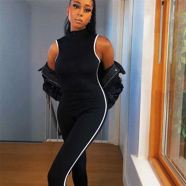 women's sleeveless striped stitching sports jumpsuit hip lift slim fit reathable sweat-absorbent slimming anti-stripping, White;black
women's sleeveless striped stitching sports jumpsuit hip lift slim fit reathable sweat-absorbent slimming anti-stripping, White;black