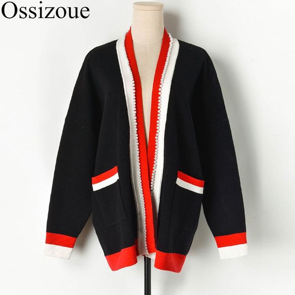 women autumn cardigan sweater knitted cardigans loose oversized coat patchwork pockets casual patchwork outwear pull femme 2019, White
women autumn cardigan sweater knitted cardigans loose oversized coat patchwork pockets casual patchwork outwear pull femme 2019, White