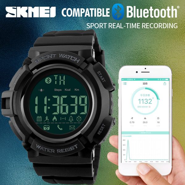

skmei men smart watch pedometer calories chronograph fashion outdoor sports watches 50m waterproof digital wristwatches 1245, Slivery;brown