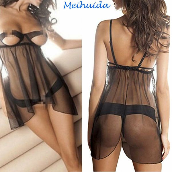 women's lingerie babydoll sleepwear underwear lace black dress set u, Red;black