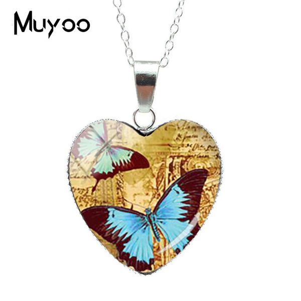 vintage butterfly glass heart pendant vintage butterfly heart necklace vintage flowers jewelry handmade gifts for friends, Silver
vintage butterfly glass heart pendant vintage butterfly heart necklace vintage flowers jewelry handmade gifts for friends, Silver