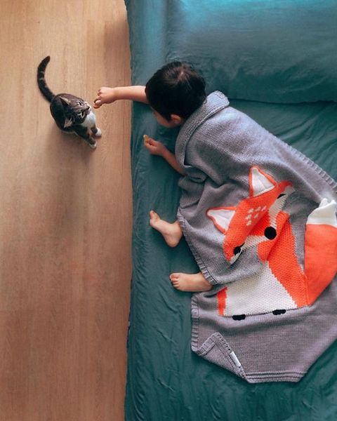 Instagram Fashion Lithe Newborn Sleeping Knitting Blanket Considerate Xmas Birthday Gift For Kids Children Room Decor