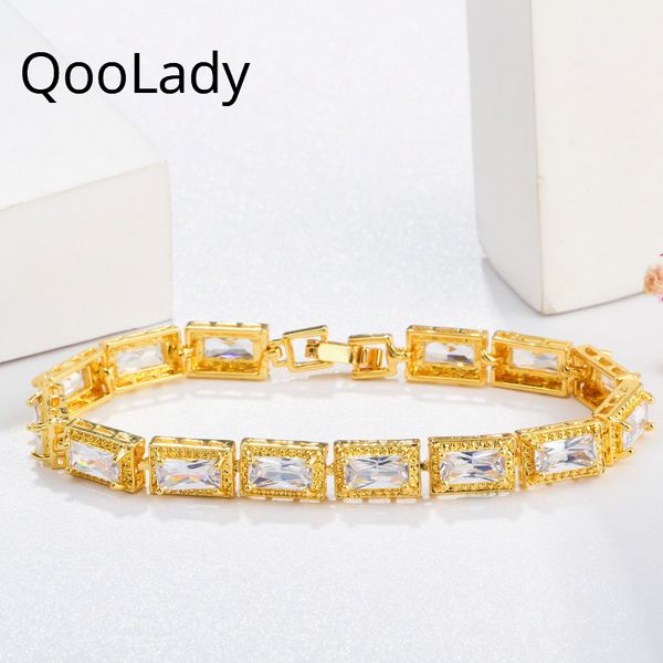 qoolady fashion gold color princess cut square cubic zirconia crystal bracelets bangles ladies jewelry accessories gift s035, Black
qoolady fashion gold color princess cut square cubic zirconia crystal bracelets bangles ladies jewelry accessories gift s035, Black