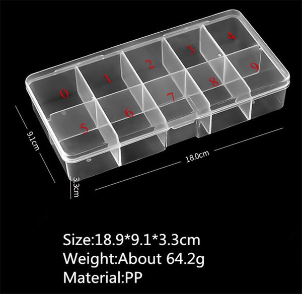 10 girds nail tips storage box nail display clear compartments empty divided case nail tips rhinestone beads box b0532191035, Silver;gold
10 girds nail tips storage box nail display clear compartments empty divided case nail tips rhinestone beads box b0532191035, Silver;gold