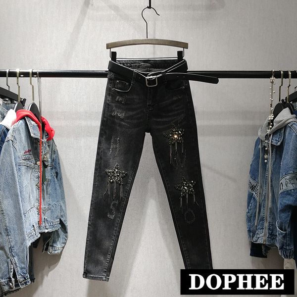 european high waist jeans women 2019 new spring and autumn letters scratch rhinestone tassel stars pencil pants denim, Blue
european high waist jeans women 2019 new spring and autumn letters scratch rhinestone tassel stars pencil pants denim, Blue