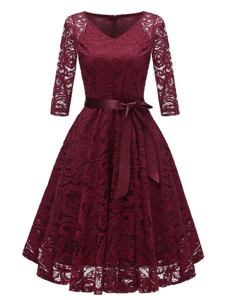 2020 spring, summer, autumn, winter, europe and the new v-neck long-sleeved polyester + spandex lace dress, mid-length a skirt
2020 spring, summer, autumn, winter, europe and the new v-neck long-sleeved polyester + spandex lace dress, mid-length a skirt