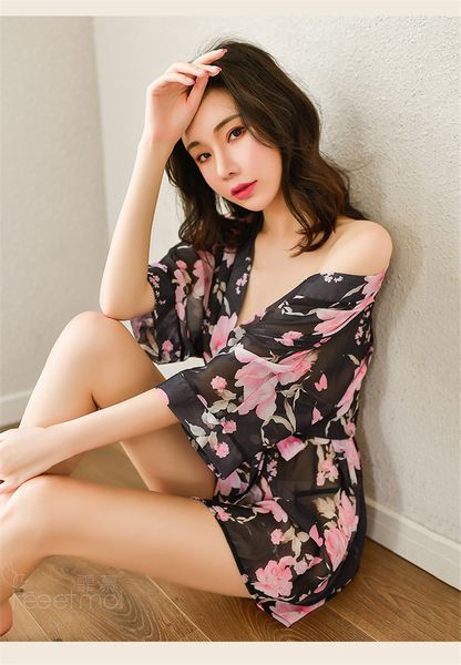 women erotic lingerie set fashion new female chiffon printing perspective blouse pajamas nightgown underwears briefs, Black;white
women erotic lingerie set fashion new female chiffon printing perspective blouse pajamas nightgown underwears briefs, Black;white