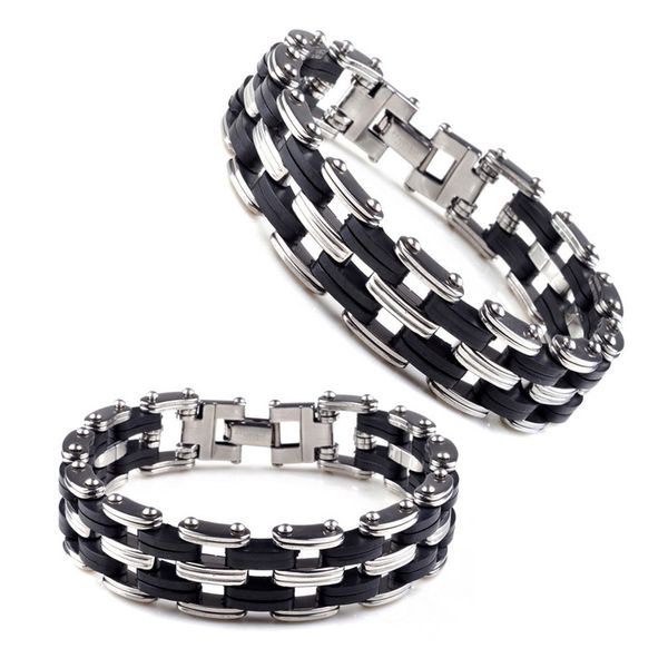 dhl man's stainless steel + silicone chain vintage link bracelets classical 21cm long men jewelry accessory d258l, Black
dhl man's stainless steel + silicone chain vintage link bracelets classical 21cm long men jewelry accessory d258l, Black