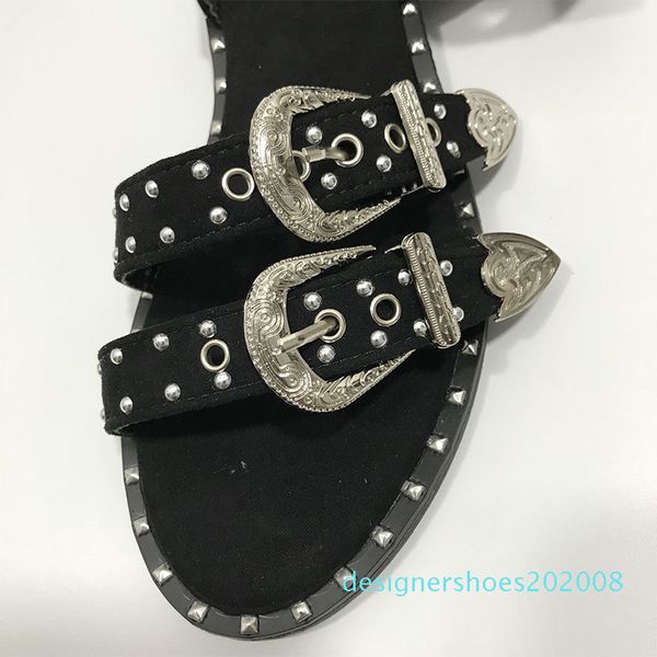 new women's rivets sandals cool girl metal decoration women shoes buckle strap open toe flats heel ladies sandals female fashion d08, Black
new women's rivets sandals cool girl metal decoration women shoes buckle strap open toe flats heel ladies sandals female fashion d08, Black