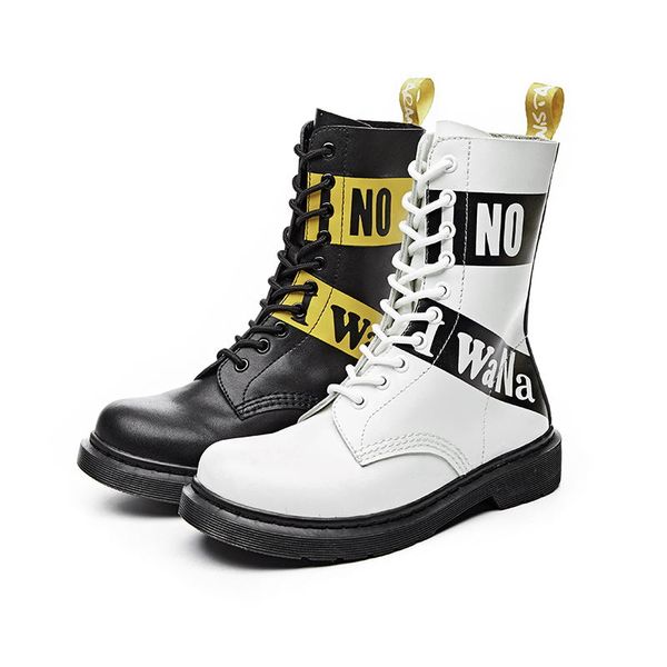 british motorcycle boots women flat shoes snow boots white fashion genuine leather graffiti lace-up ladies 10 holes, Black 
british motorcycle boots women flat shoes snow boots white fashion genuine leather graffiti lace-up ladies 10 holes, Black