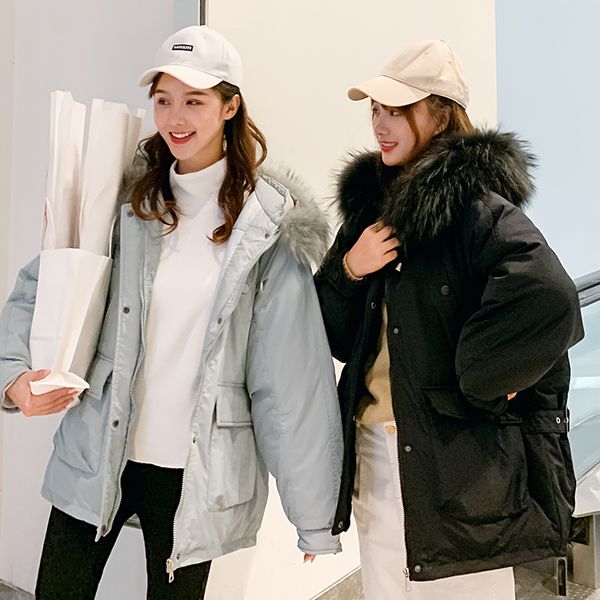 2019 new down cotton jacket women's cropped coat thicken display collar fashion cotton coat, Black
2019 new down cotton jacket women's cropped coat thicken display collar fashion cotton coat, Black