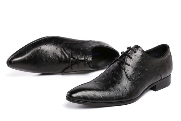 men shoes lace-up men's formal wear leather shoes ostrich pattern printed wedding shoes oxfords chaussure homme, Black
men shoes lace-up men's formal wear leather shoes ostrich pattern printed wedding shoes oxfords chaussure homme, Black