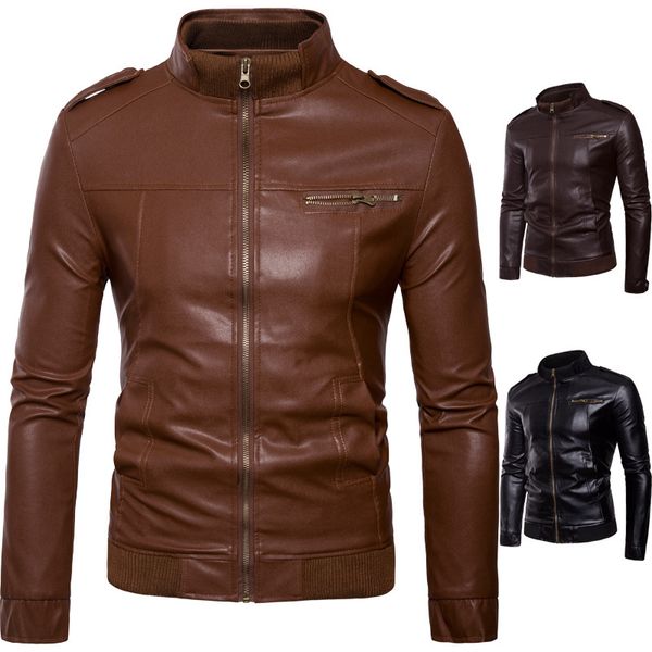 2019 men's осень новый стиль кожаное пальто тенденция stand collar мода slim fit men's кожаная куртка пальто y93, Black
2019 men's осень новый стиль кожаное пальто тенденция stand collar мода slim fit men's кожаная куртка пальто y93, Black