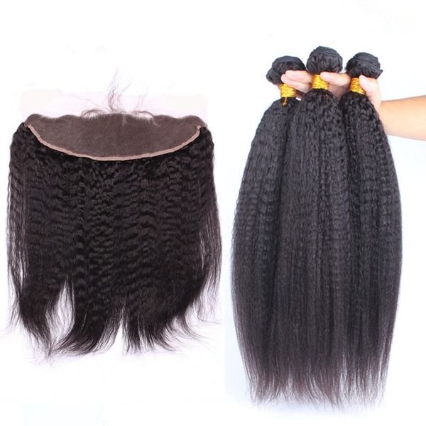 italian coarse yaki peruvian human hair weave bundles 3pcs with 13x4 lace frontal 4pcs lot kinky straight virgin hair wefts with frontal, Black;brown
italian coarse yaki peruvian human hair weave bundles 3pcs with 13x4 lace frontal 4pcs lot kinky straight virgin hair wefts with frontal, Black;brown