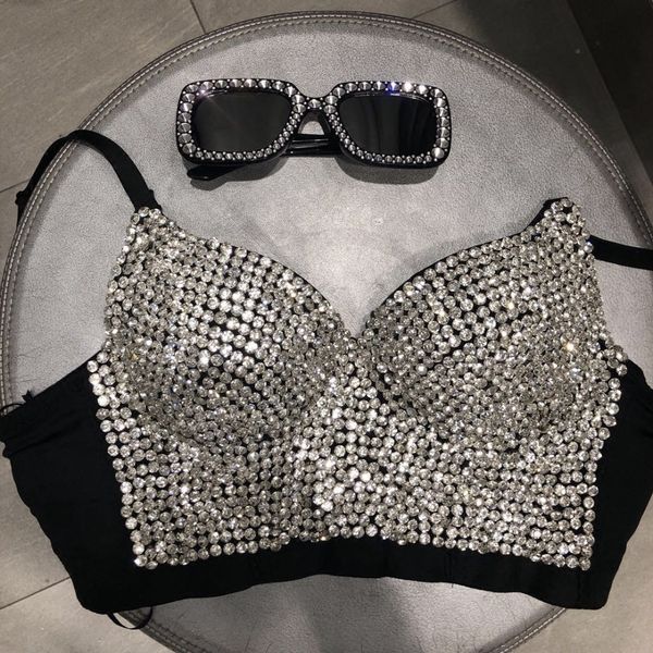 plus size hand-made pearls jewel diamond beading women's bustier bra cropped sling vest bra bling, White
plus size hand-made pearls jewel diamond beading women's bustier bra cropped sling vest bra bling, White