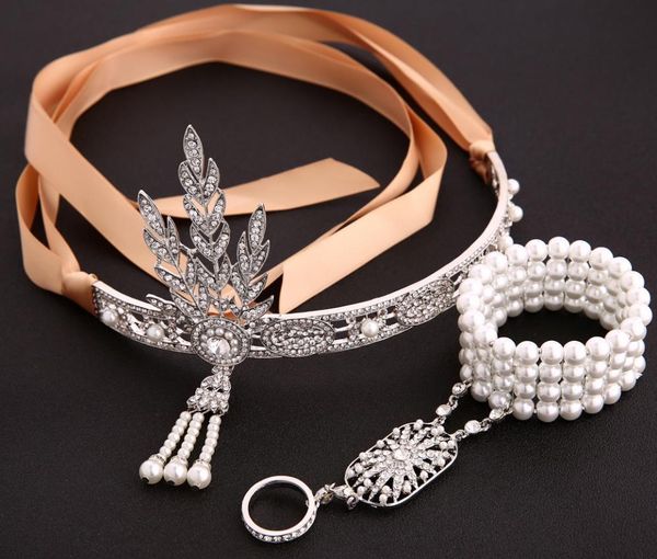 vintage diamond crystal leaves pearl tassel crown satin wedding bridal headbands hair jewelry with pearl charm bracelets set, Slivery;golden
vintage diamond crystal leaves pearl tassel crown satin wedding bridal headbands hair jewelry with pearl charm bracelets set, Slivery;golden