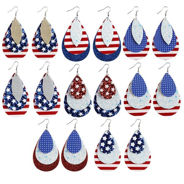 s1509 fashion jewelry pu leather earrings american flag three layer faux leather dangle earrings, Silver
s1509 fashion jewelry pu leather earrings american flag three layer faux leather dangle earrings, Silver