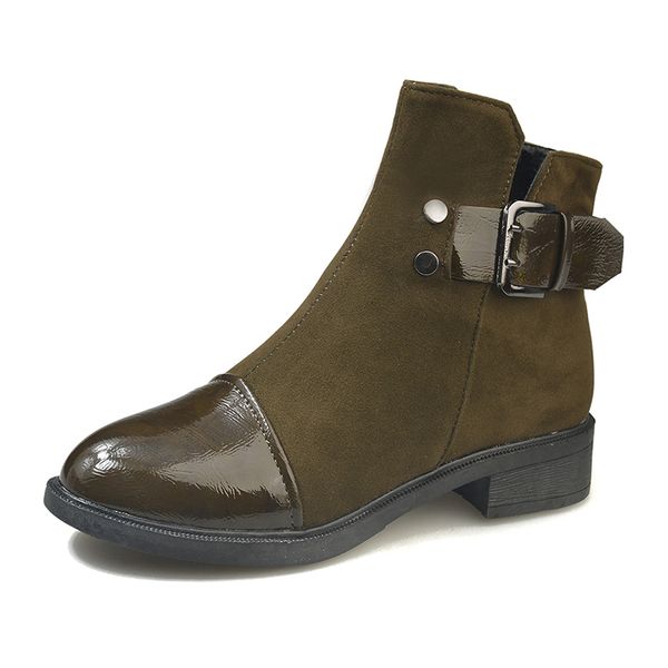 british girl's patchwork suede leather motorcycle botas rivet buckle short botines winter ankle boots women plush shoes side zip, Black
british girl's patchwork suede leather motorcycle botas rivet buckle short botines winter ankle boots women plush shoes side zip, Black