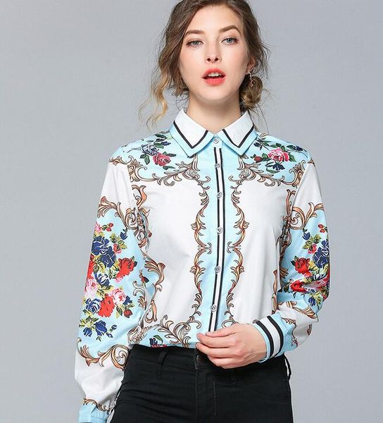 blue red contrast color flora printed white blouse with single breasted summer shirts lapel neck fashion ladies shirts
blue red contrast color flora printed white blouse with single breasted summer shirts lapel neck fashion ladies shirts