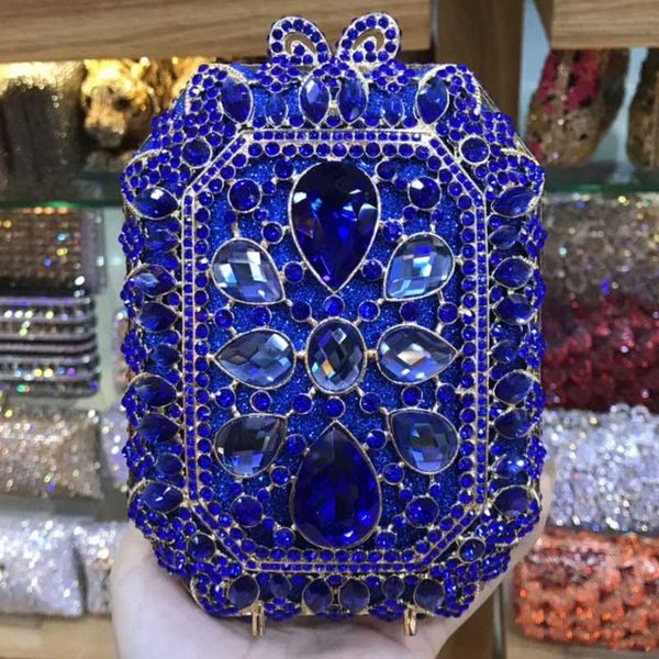 blue rhinestone gemstone crystal clutch purse fashion silver metal evening shoulder handbags lady prom mini chain tote 
blue rhinestone gemstone crystal clutch purse fashion silver metal evening shoulder handbags lady prom mini chain tote