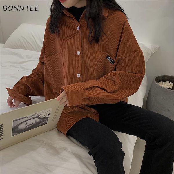 women's blouses & shirts women spring long sleeve loose corduroy student lapel minimalist all-match leisure daily harajuku est outerwea, White
women's blouses & shirts women spring long sleeve loose corduroy student lapel minimalist all-match leisure daily harajuku est outerwea, White