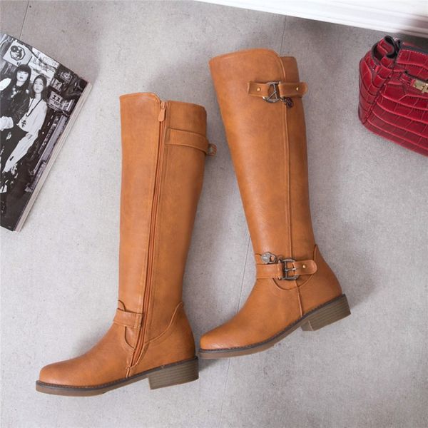 S romance women boot woman winter hoe knee ize 34 43 quare heel 2018 zip pu buckle trap new fa hion b359, Black 
S romance women boot woman winter hoe knee ize 34 43 quare heel 2018 zip pu buckle trap new fa hion b359, Black