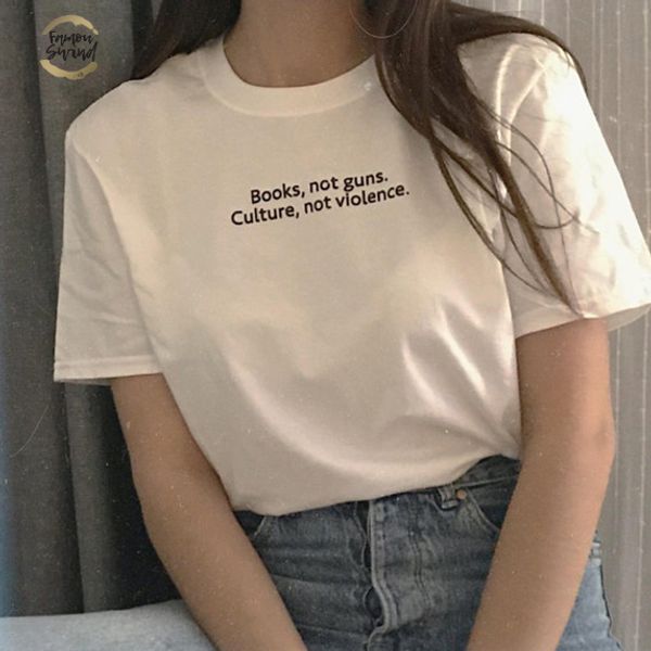 books not guns culture not violence t-shirt women funny cotton tshirt summer style outfits tees t shirt drop ship, White
books not guns culture not violence t-shirt women funny cotton tshirt summer style outfits tees t shirt drop ship, White