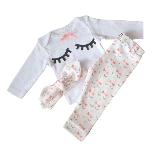 newborn baby girl clothes set eyelash print bow tie baby clothes girl outfit +pant+headband 3pcs sets, White
newborn baby girl clothes set eyelash print bow tie baby clothes girl outfit +pant+headband 3pcs sets, White