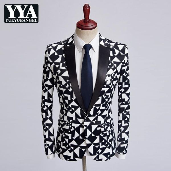 2018 new fashion men black white printing male long sleeve party suit coats slim fit single button plus size m-5xl, White;black
2018 new fashion men black white printing male long sleeve party suit coats slim fit single button plus size m-5xl, White;black