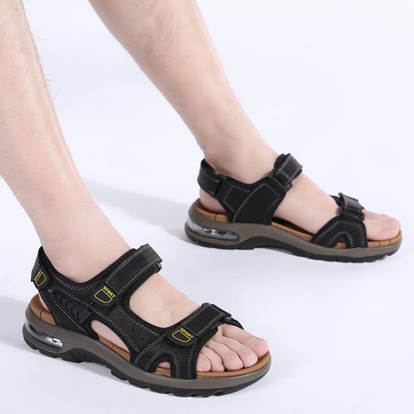 new fashion breathable men sandals leather summer beach shoes men's sandal shoes breathable slip on driving big size 39-46, Black
new fashion breathable men sandals leather summer beach shoes men's sandal shoes breathable slip on driving big size 39-46, Black