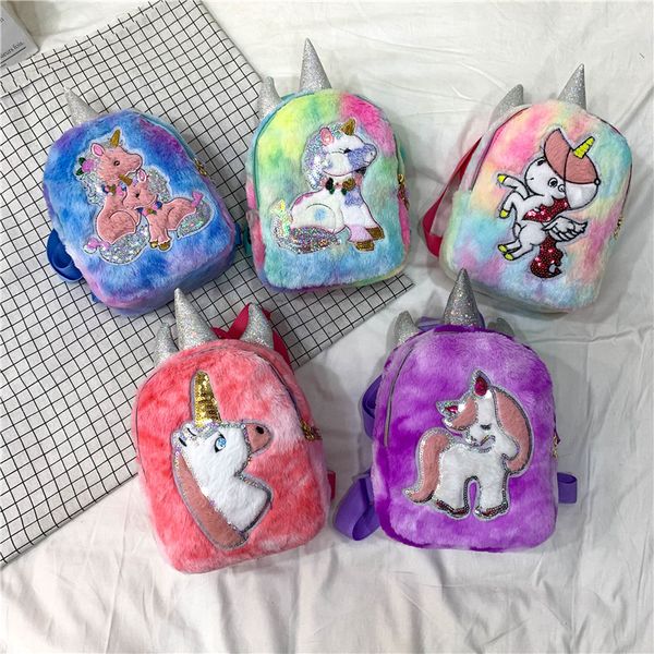 5 styles kids unicorn plush shoulders bags sequin horse cartoon backpack fashion student schoolbags party favor gift c2172, White
5 styles kids unicorn plush shoulders bags sequin horse cartoon backpack fashion student schoolbags party favor gift c2172, White