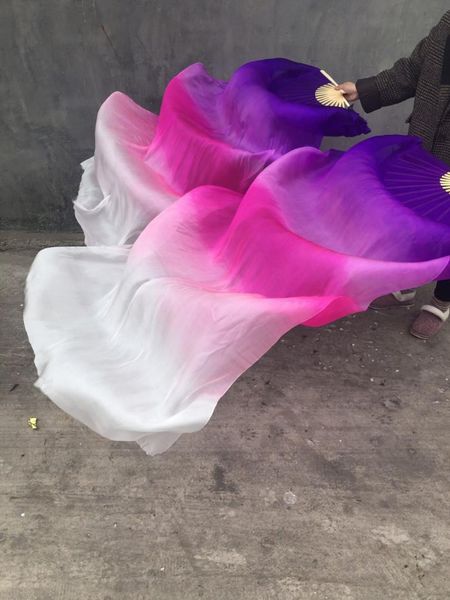 100% silk women new belly dance fan veils gradient color purple white 1.8m, Black;red
100% silk women new belly dance fan veils gradient color purple white 1.8m, Black;red