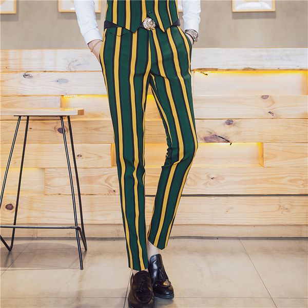 men's suits & blazers stripe pants mens singer personality stage show trousers dress slim fit fashion casual business suit men, White;black
men's suits & blazers stripe pants mens singer personality stage show trousers dress slim fit fashion casual business suit men, White;black