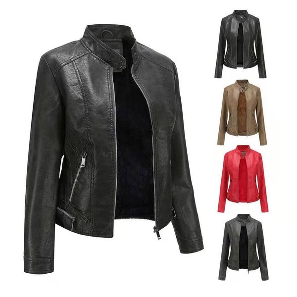 autumn and winter europe vintage wash with velvet jacket jacket coat for women leather coat for women motorcycle suit, White;black
autumn and winter europe vintage wash with velvet jacket jacket coat for women leather coat for women motorcycle suit, White;black