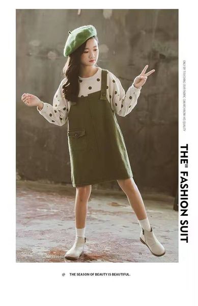 clothing baby girl autumn new big children's fashion strap dress net red children's two-piece children's clothes, White 
clothing baby girl autumn new big children's fashion strap dress net red children's two-piece children's clothes, White