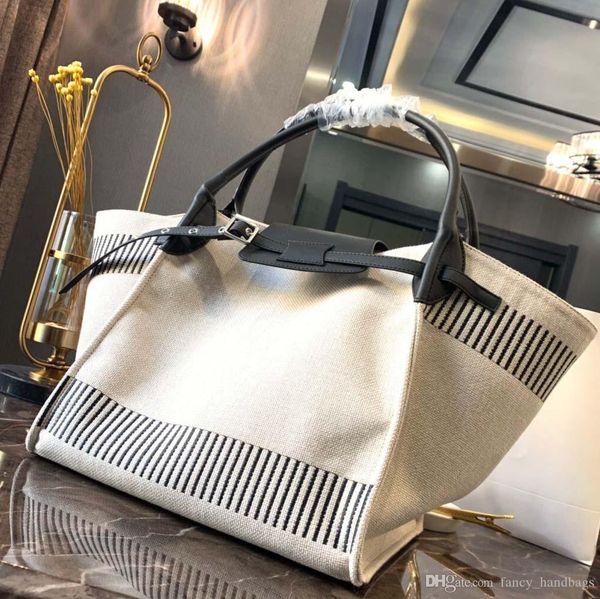big handbag 2019 new luxury shopping bag canvas stitching women's beach bag