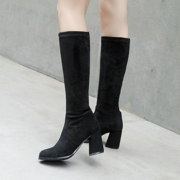 stretch women's boots fashion knee high boots faux suede high heels autumn winter plush woman shoes, Black
stretch women's boots fashion knee high boots faux suede high heels autumn winter plush woman shoes, Black