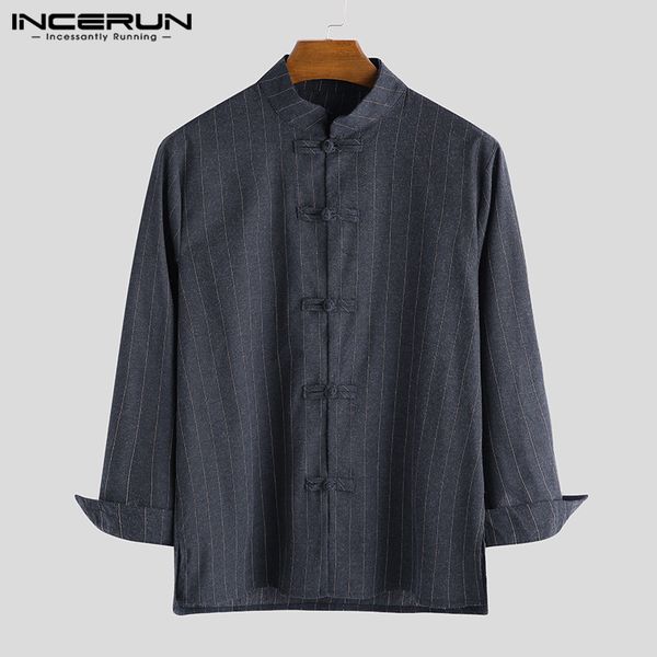 incerun vintage striped shirt men cotton 2019 button long sleeve stand collar casual elegant chinese style retro men shirts, White;black
incerun vintage striped shirt men cotton 2019 button long sleeve stand collar casual elegant chinese style retro men shirts, White;black